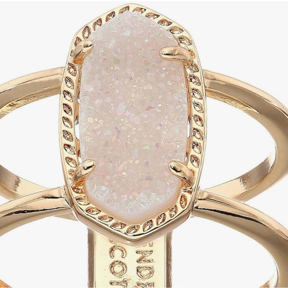 Kendra Scott Iridescent Drusy Elegant Gold and White Stone Ring Set - Picture 4 of 5